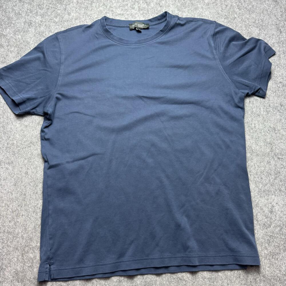 Robert Barakett Shirt Mens Large Blue Solid Basic Crewneck Jersey Tee Casual